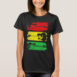 Electric Acoustic Bass Guitar Black History Month  T-Shirt