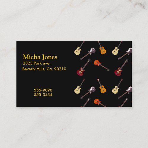 Electric &amp; Acoustic Guitar Collage Business Card Templates