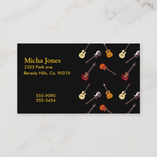 Customizable Electric &amp; Acoustic Guitar Collage Business Card Templates