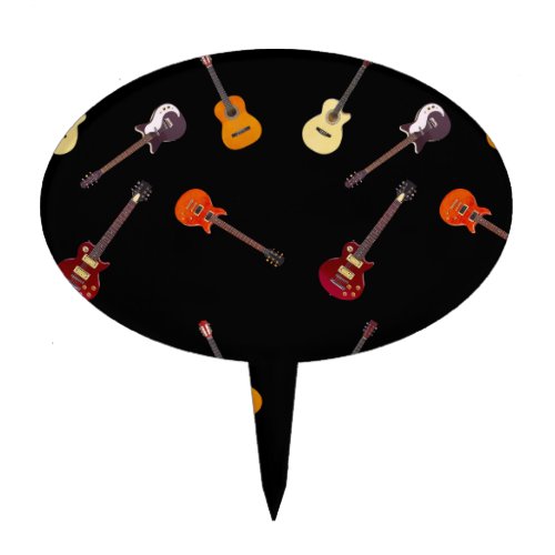 Electric  Acoustic Guitar Collage Cake Topper