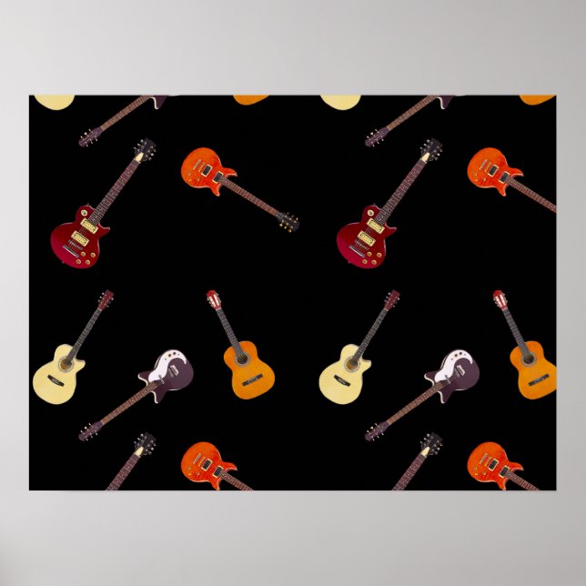 Electric & Acoustic Guitar Collage Poster (Front)