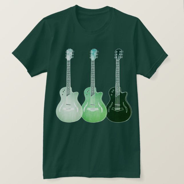 Electric Acoustic Guitar Psychedelic Pop Art Music T-Shirt (Design Front)