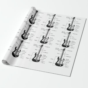 Electric and Acoustic Guitars Music Note Christmas Wrapping Paper