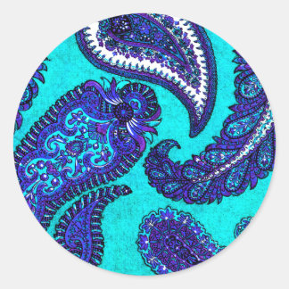 Electric Aqua Paisley Envelope Seal Sticker