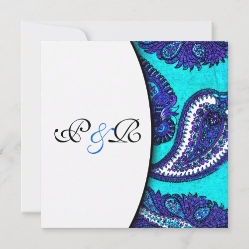 Electric Aqua Paisley Wedding Invitation