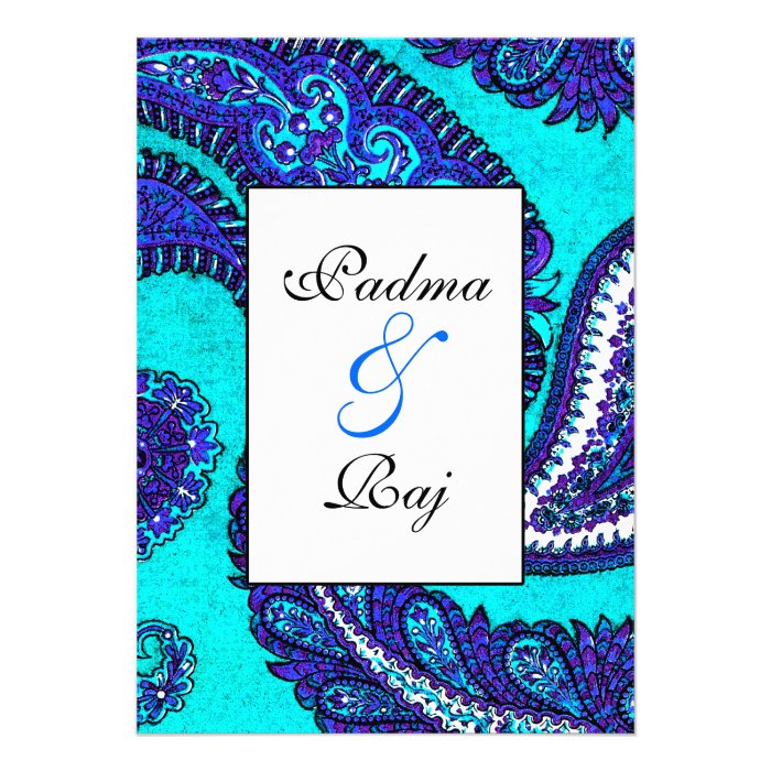 Electric Aqua Paisley Wedding Invitation