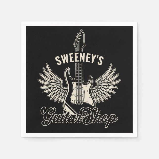 Electric Axe Wings ADD NAME Guitarist Guitar Shop Napkins (Front)