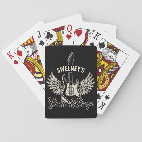 Electric Axe Wings ADD NAME Guitarist Guitar Shop Poker Cards