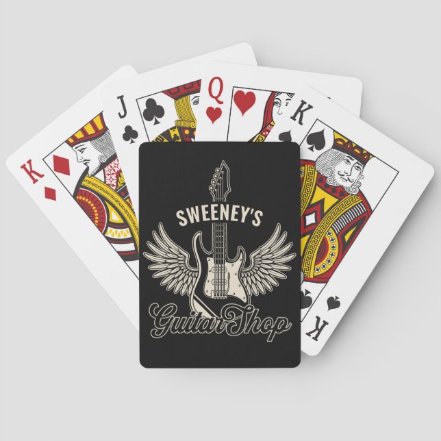 Electric Axe Wings ADD NAME Guitarist Guitar Shop Poker Cards (Back)