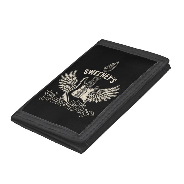 Electric Axe Wings ADD NAME Guitarist Guitar Shop Trifold Wallet (Bottom)