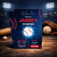 Electric Baseball Birthday Invitation