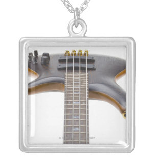 Electric Bass Guitar Silver Plated Necklace