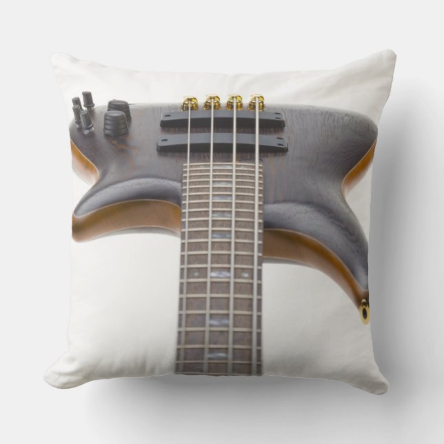 Electric Bass Guitar Throw Pillow (Front)