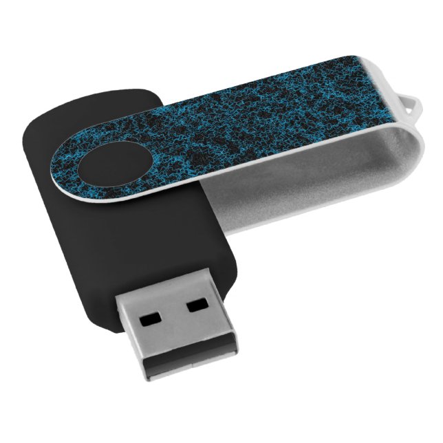 Electric Black and Blue USB Swivel Flash Drive (Angled)
