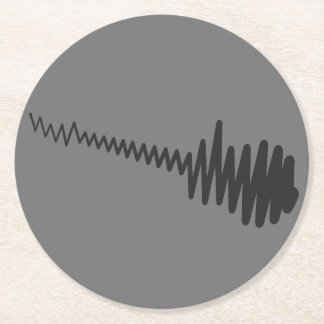 Electric Black Waveform Guitar Sound Round Paper Coaster