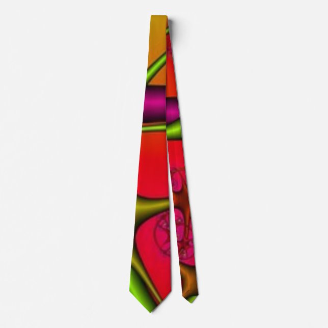 "Electric Blended Abstract" Modern Trendy Men's Neck Tie (Front)