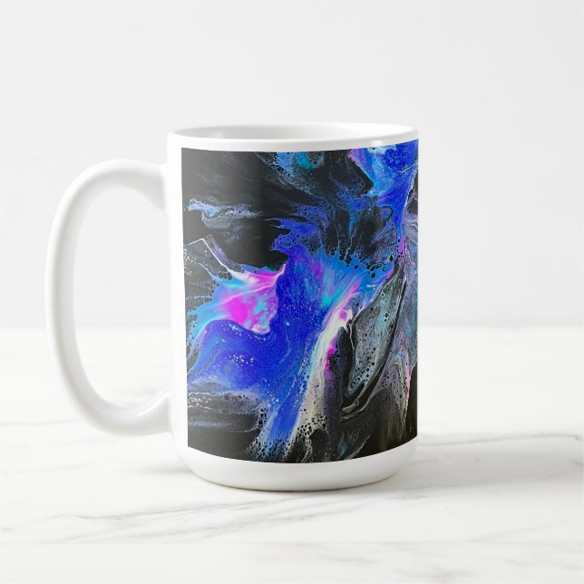 Electric Bloom Abstract Coffee Mug (Left)