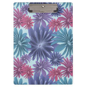Electric Bloom: Glossy Blue and Pink floral Clipboard