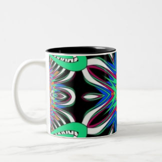 Electric Bloom Mandala Two-Tone Coffee Mug