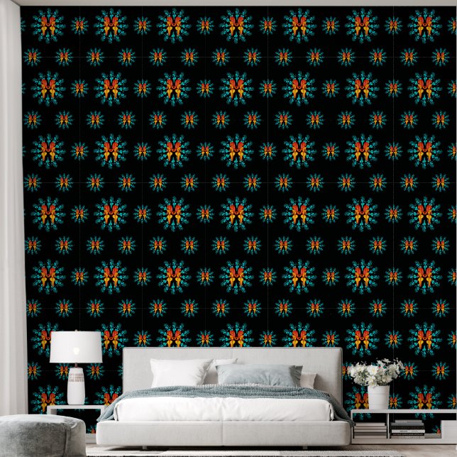 Electric Bloom Repeat – Dark Psychedelic Wallpaper (Bedroom)