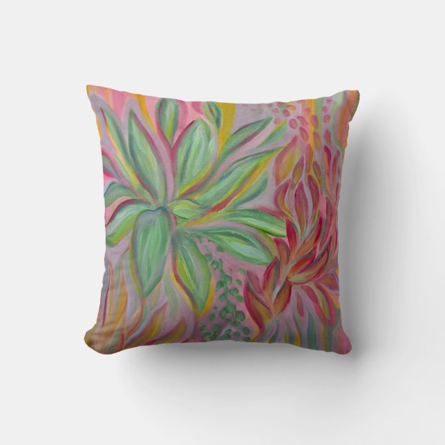 Electric Bloom Throw Pillow (Front)