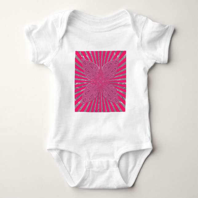 Electric Bloom Wings: A Vividly Edgy & Beautiful Baby Bodysuit (Front)