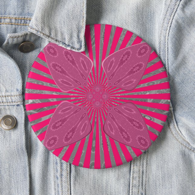 Electric Bloom Wings: A Vividly Edgy & Beautiful Pinback Button (In Situ)