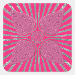 Electric Bloom Wings: A Vividly Edgy & Beautiful Square Sticker