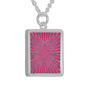 Electric Bloom Wings: A Vividly Edgy & Beautiful Sterling Silver Necklace