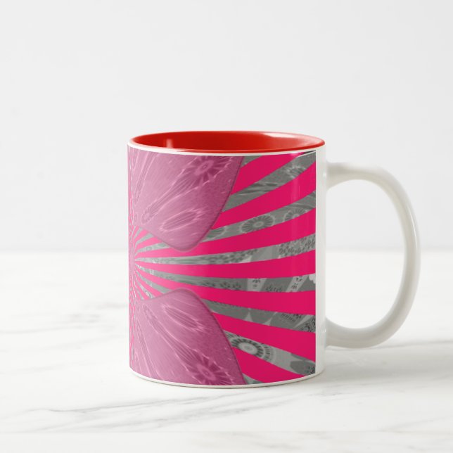Electric Bloom Wings: A Vividly Edgy & Beautiful Two-Tone Coffee Mug (Right)