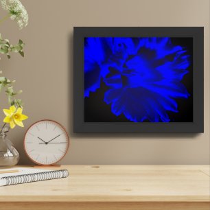 Electric Blue Abstract Daffodil Flower Art Framed Framed Art