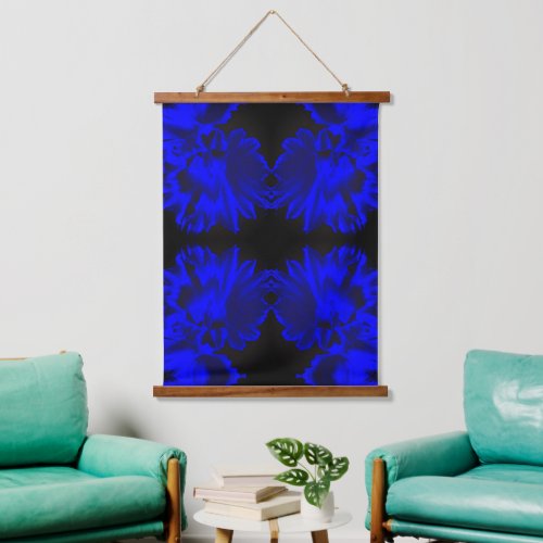 Electric Blue Abstract Daffodil Flower Art  Hanging Tapestry