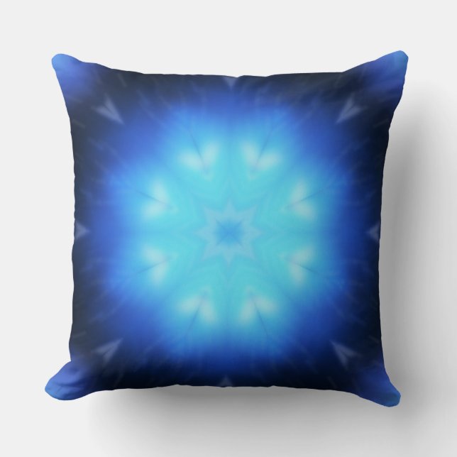Electric Blue Abstract Throw Pillow (Front)