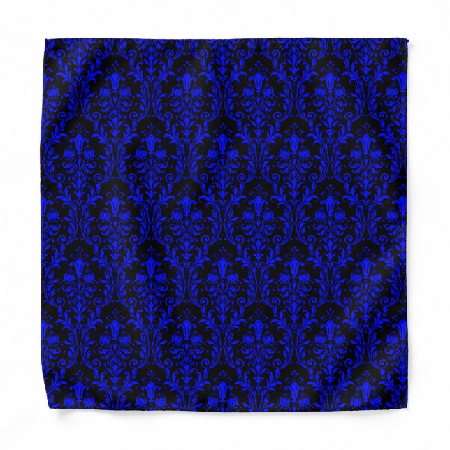 Electric Blue Acanthus Wedding Pocket Square Bandana (Front)