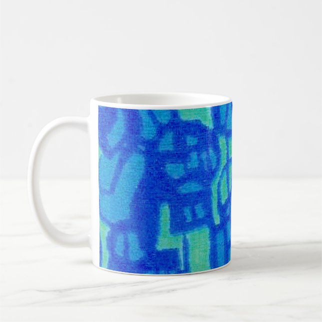 Electric Blue and Aqua Abstract Mug (Left)