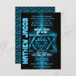 Electric Blue and Bar Mitzvah Invitation<br><div class="desc">A fun electric blue Bar Mitzvah Invitation card.</div>