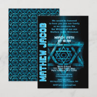 Electric Blue and Bar Mitzvah Invitation