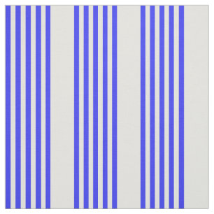 Electric blue and beige five stripe pattern fabric