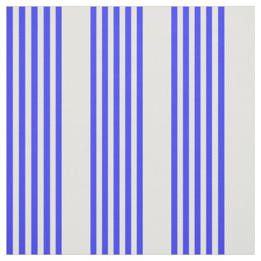 Electric blue and beige five stripe pattern fabric
