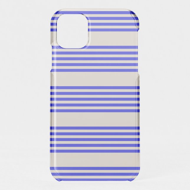 Electric blue and beige five stripe pattern uncommon iPhone case (Back)