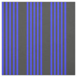 Electric blue and charcoal five stripe pattern fabric