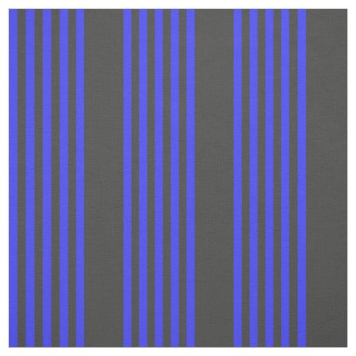 Electric blue and charcoal five stripe pattern fabric