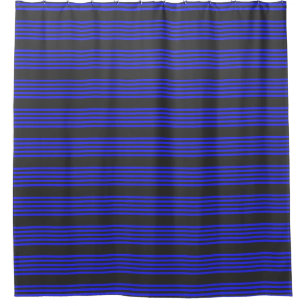Electric blue and charcoal five stripe pattern shower curtain