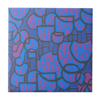 Electric Blue and Magenta Abstract Ceramic Tile