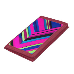 Electric Blue and Pink Trifold Wallet