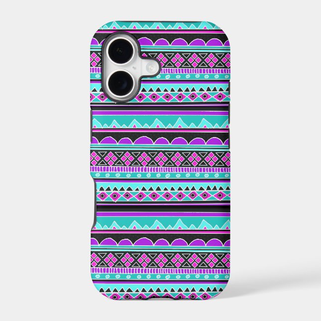 Electric Blue and purple geometric pattern Iphone Case (Back)