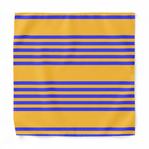 Electric blue and yellow five stripes pattern bandana