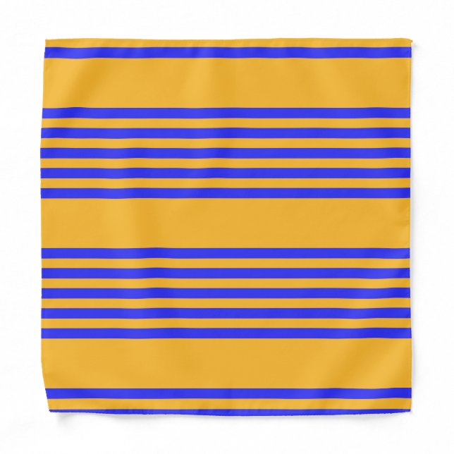 Electric blue and yellow five stripes pattern bandana (Front)