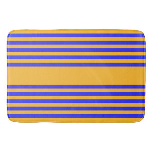 Electric blue and yellow five stripes pattern bath mat