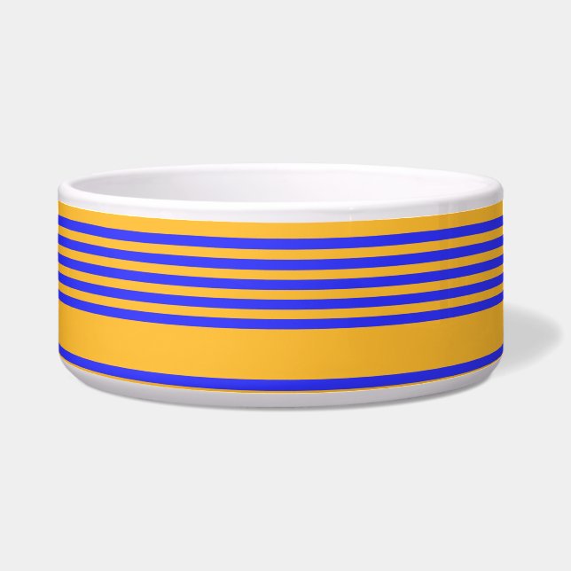 Electric blue and yellow five stripes pattern bowl (Front)